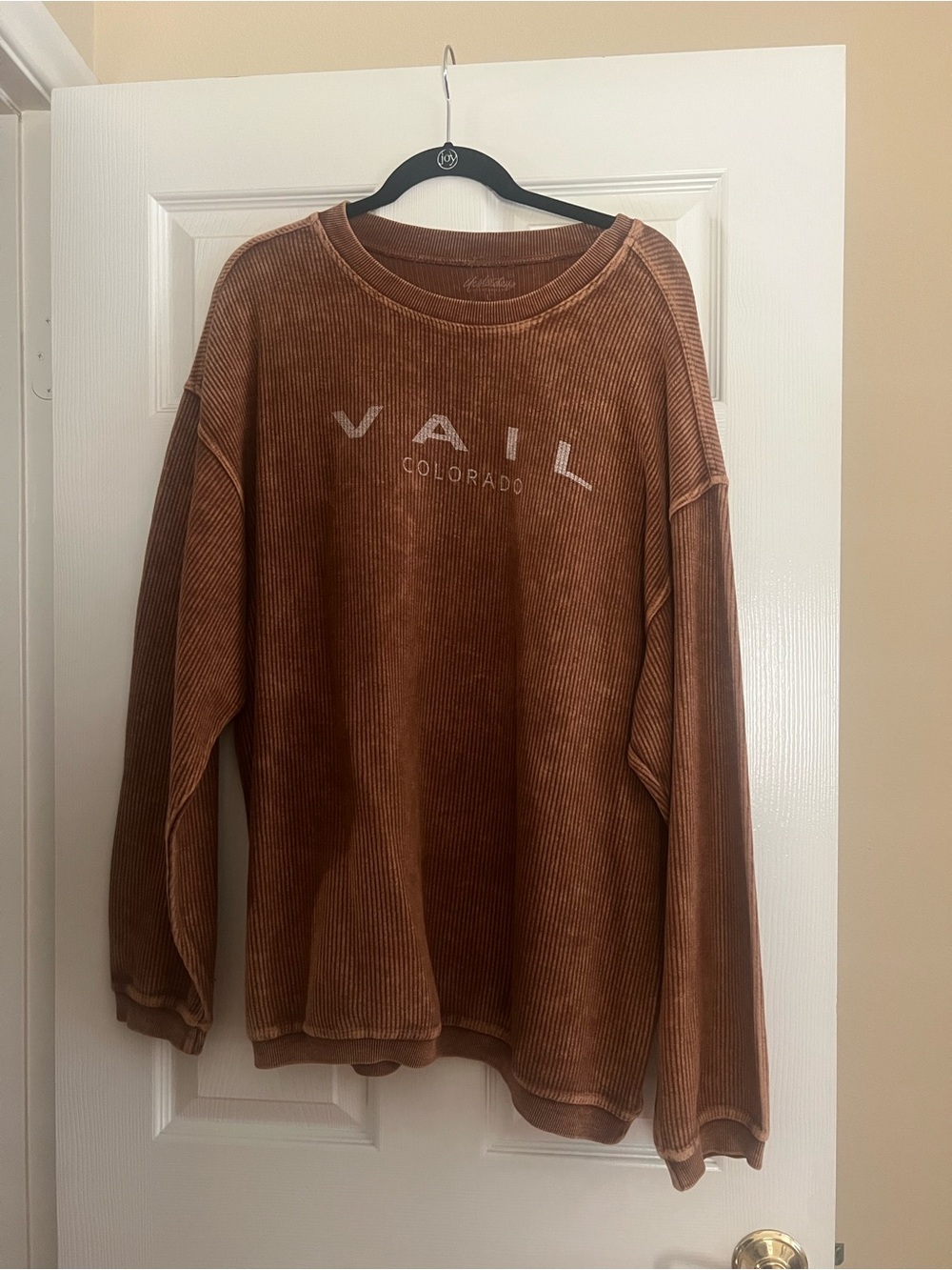 Colorado Unisex Corded Crewneck Sweater - Brown